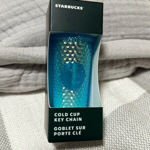New Starbucks 2023 Gradient Blue Studded Bling Ombre Cold Cup Key chain